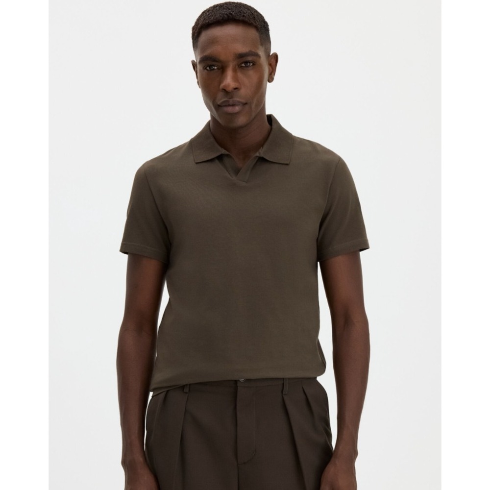 Filippa K Mens Stretch Organic Stretch Cotton Polo T-Shirt Brown Size XL